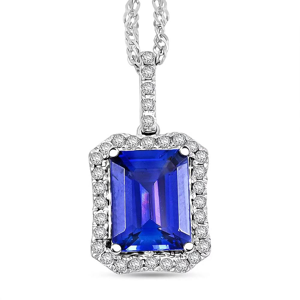shop lc Certified & Appraised Rhapsody AAAA Tanzanite and E-F VS Diamond 2.90 ctw Pendant Necklace (18 Inches) in 950 Platinum