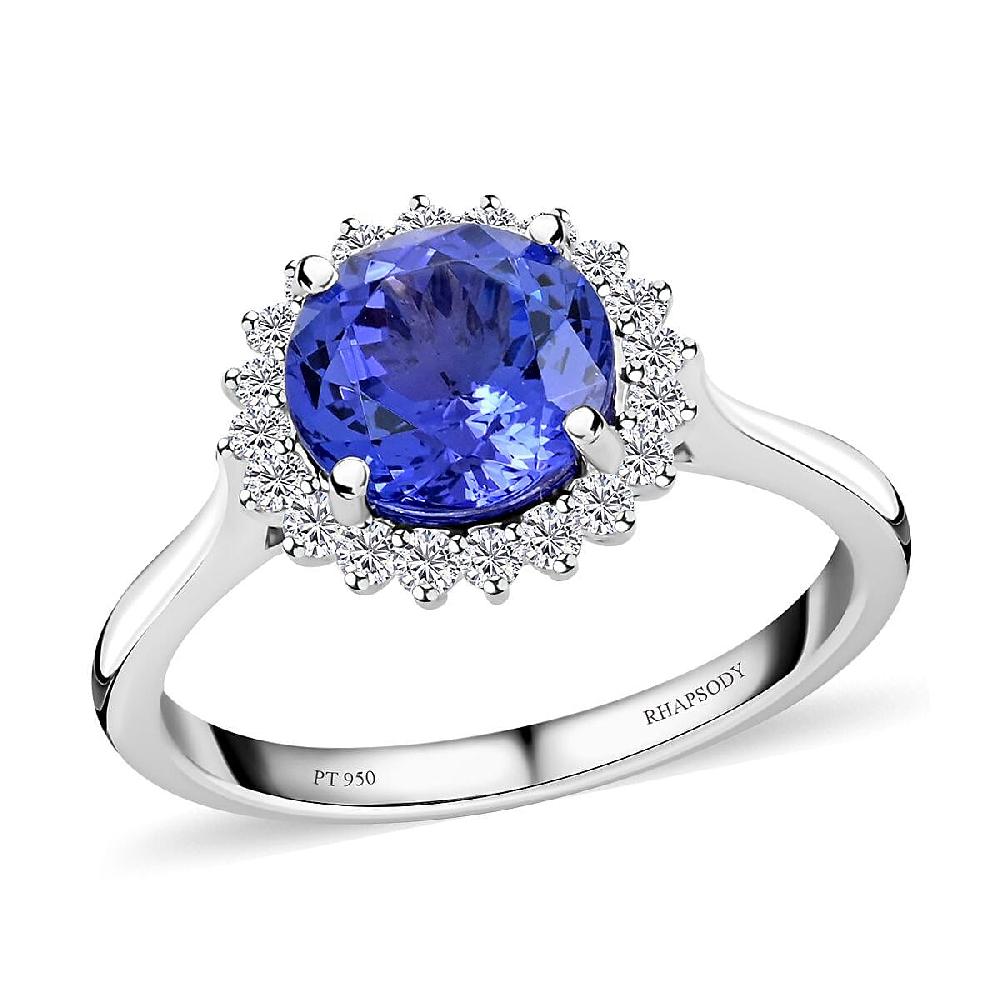 shop lc Certified & Appraised Rhapsody AAAA Tanzanite and E-F VS Diamond 3.50 ctw Ring in 950 Platinum 6 Grams