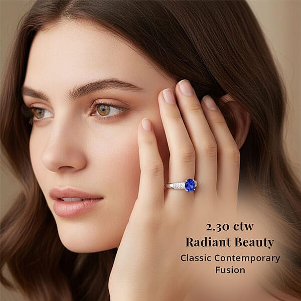 Shop Lc Certified & Appraised Rhapsody AAAA Tanzanite And E-F VS Diamond 2.30 Ctw Ring In 950 Platinum 7.90 Grams