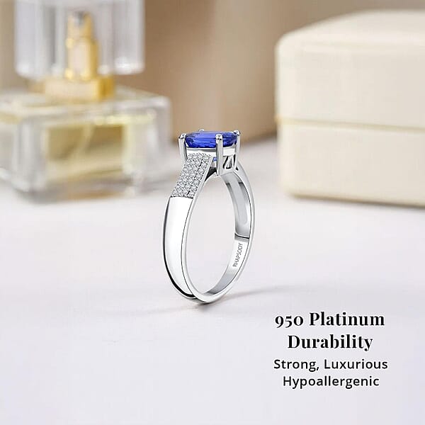 Shop Lc Certified & Appraised Rhapsody AAAA Tanzanite And E-F VS Diamond 2.30 Ctw Ring In 950 Platinum 7.90 Grams