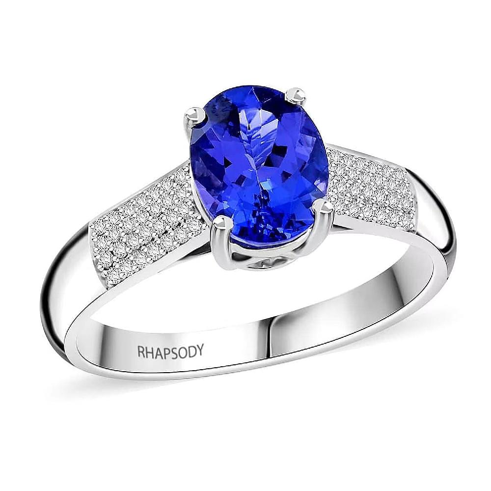 shop lc Certified & Appraised Rhapsody AAAA Tanzanite and E-F VS Diamond 2.30 ctw Ring in 950 Platinum 7.90 Grams