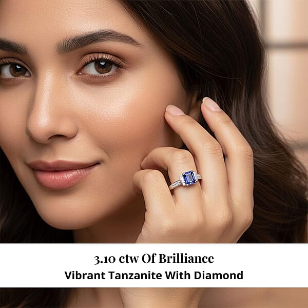 Shop Lc Certified & Appraised Rhapsody AAAA Tanzanite And E-F VS Diamond 3.10 Ctw Ring In 950 Platinum 5.53 Grams (Del. In 10-15 Days)