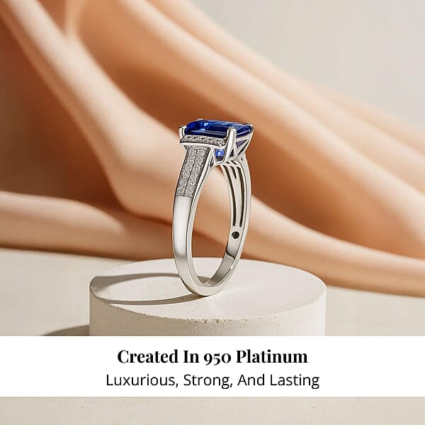 Shop Lc Certified & Appraised Rhapsody AAAA Tanzanite And E-F VS Diamond 3.10 Ctw Ring In 950 Platinum 5.53 Grams (Del. In 10-15 Days)