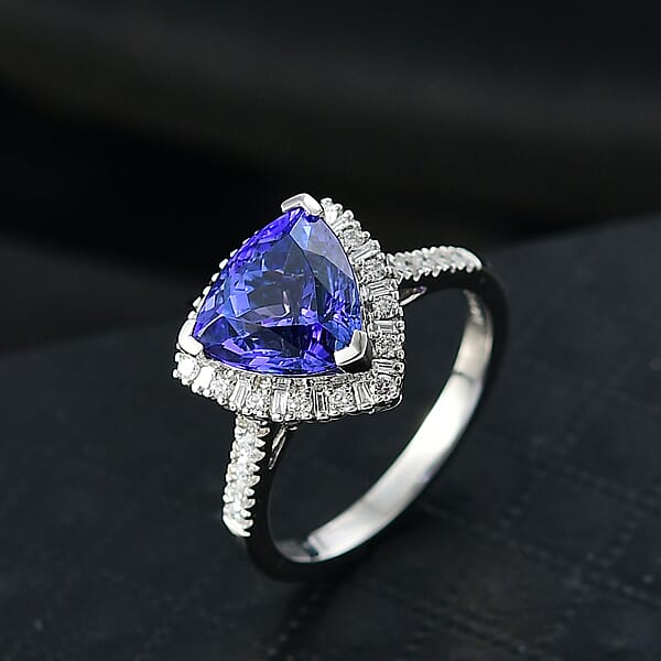 Shop Lc Certified & Appraised Rhapsody AAAA Tanzanite And E-F VS Diamond 3.54 Ctw Ring In 950 Platinum 5.77 Grams