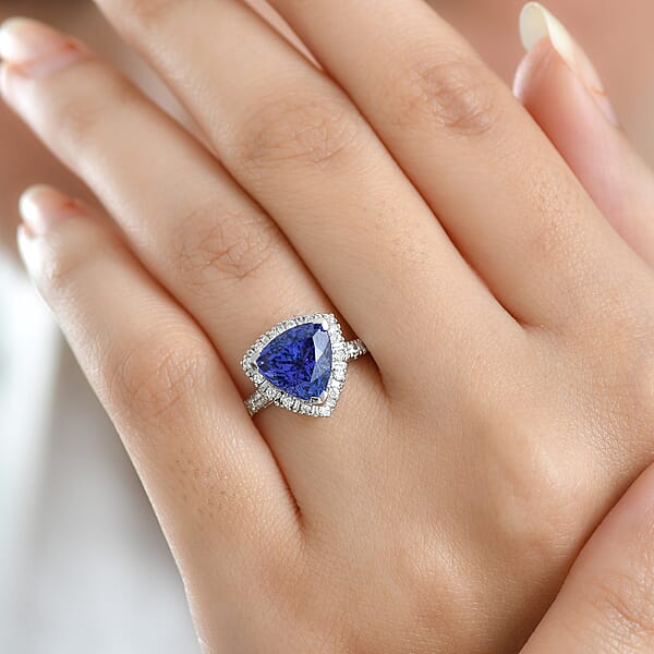 Shop Lc Certified & Appraised Rhapsody AAAA Tanzanite And E-F VS Diamond 3.54 Ctw Ring In 950 Platinum 5.77 Grams
