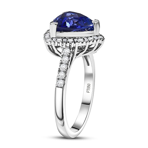 Shop Lc Certified & Appraised Rhapsody AAAA Tanzanite And E-F VS Diamond 3.54 Ctw Ring In 950 Platinum 5.77 Grams