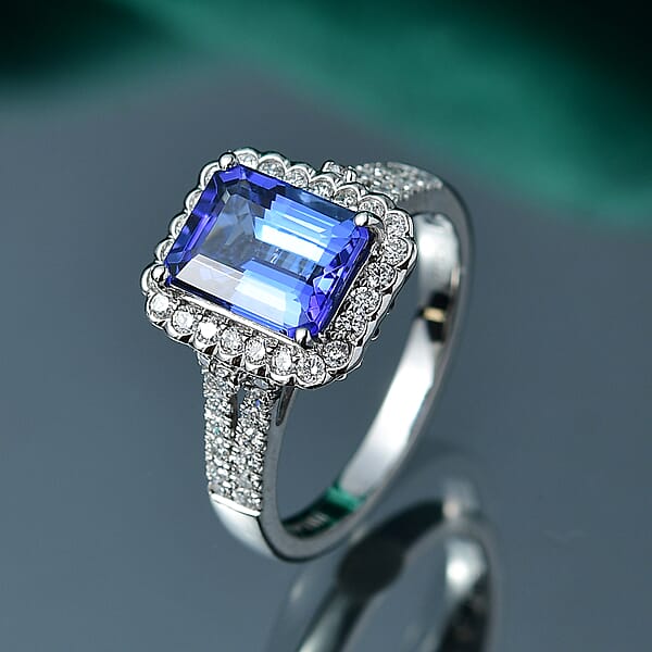 Shop Lc Certified & Appraised Rhapsody AAAA Tanzanite And E-F VS Diamond 3.00 Ctw Ring In 950 Platinum