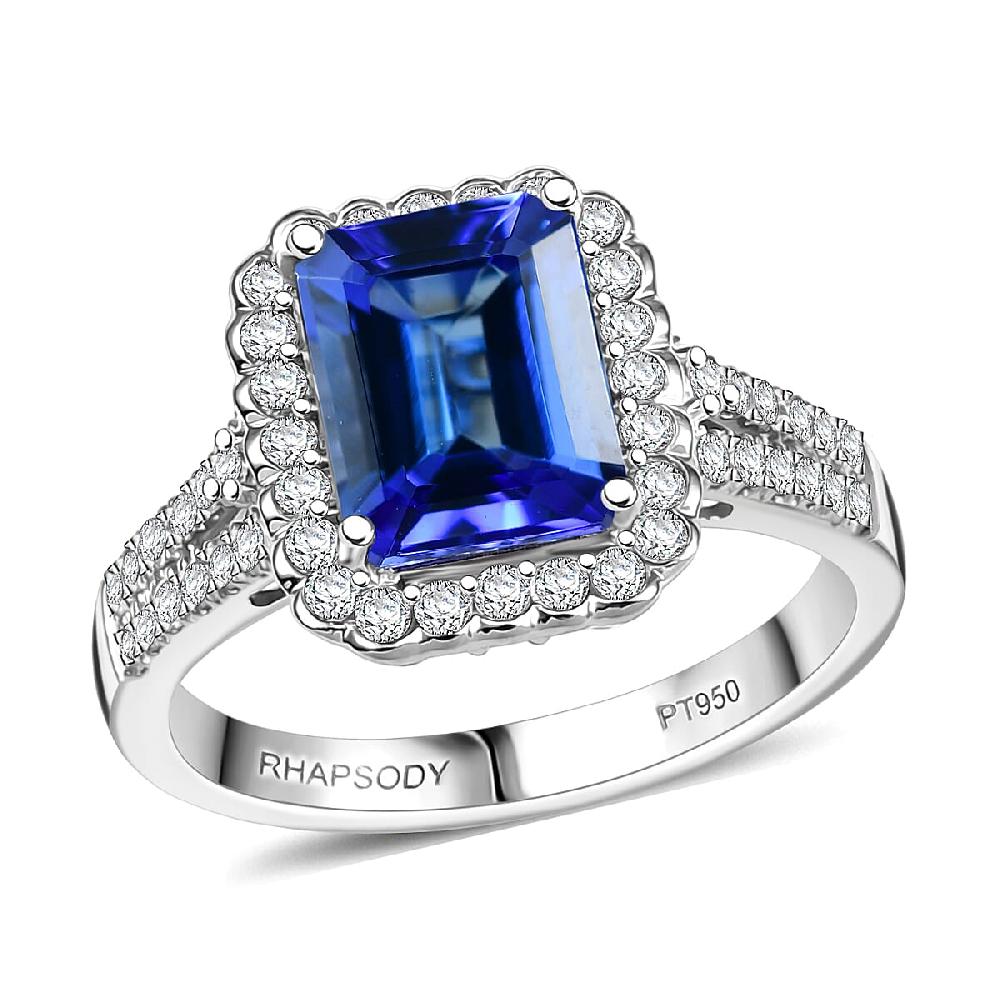 shop lc Certified & Appraised Rhapsody AAAA Tanzanite and E-F VS Diamond 3.00 ctw Ring in 950 Platinum