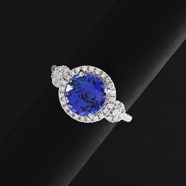 Shop Lc Certified & Appraised Rhapsody AAAA Tanzanite And E-F VS Diamond 3.50 Ctw Ring In 950 Platinum 5.73 Grams