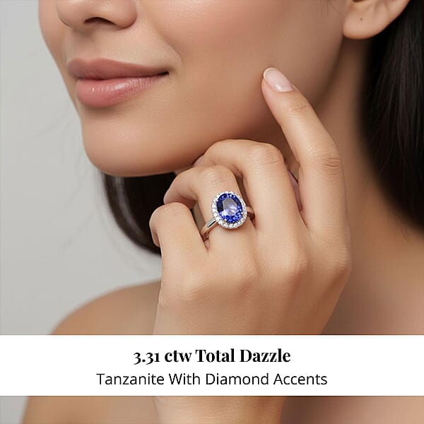 Shop Lc Certified & Appraised Rhapsody AAAA Tanzanite And E-F VS Diamond 3.21 Ctw Ring In 950 Platinum 5.72 Grams (Del. In 10-15 Days)
