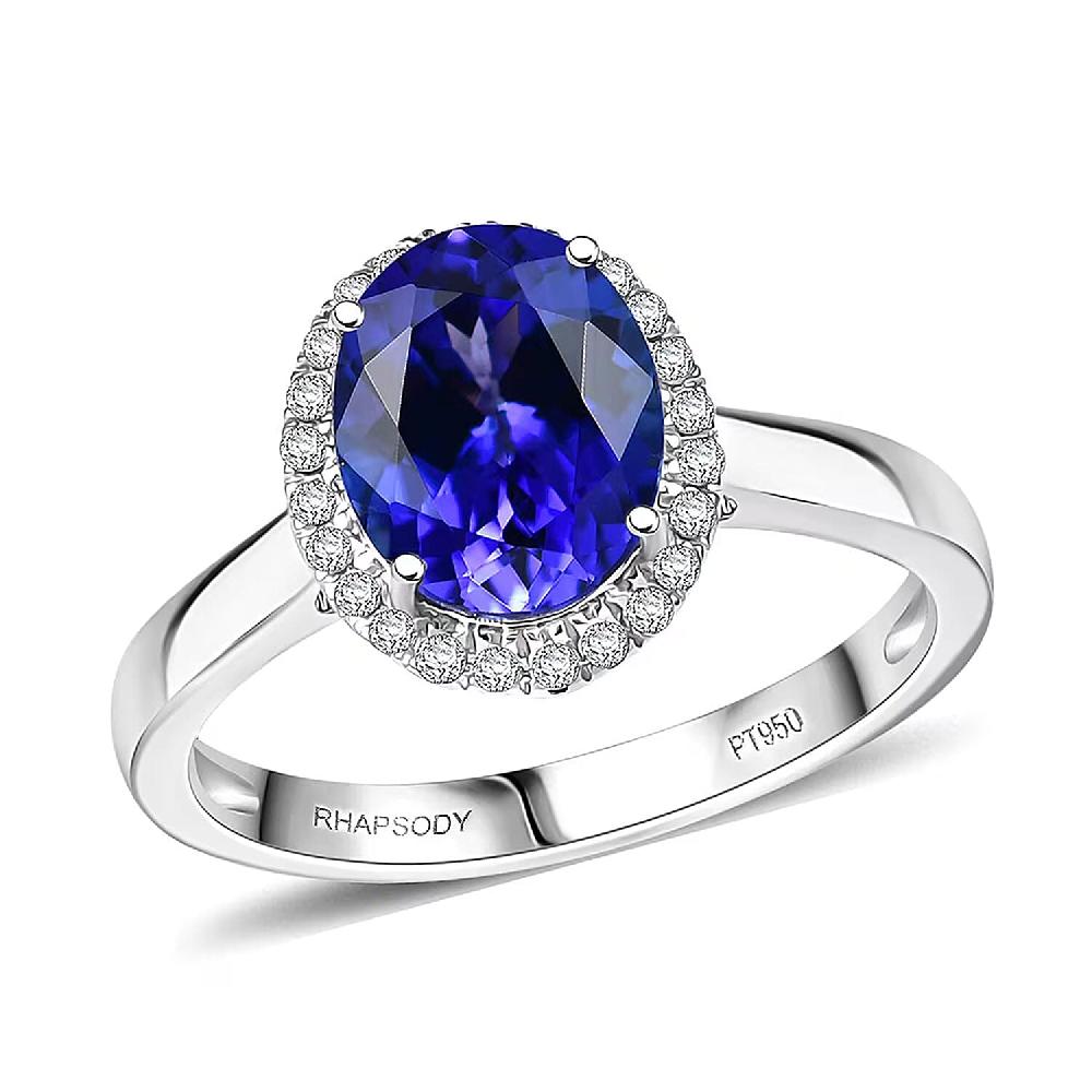 shop lc Certified & Appraised Rhapsody AAAA Tanzanite and E-F VS Diamond 3.21 ctw Ring in 950 Platinum 5.72 Grams (Del. in 10-15 Days)