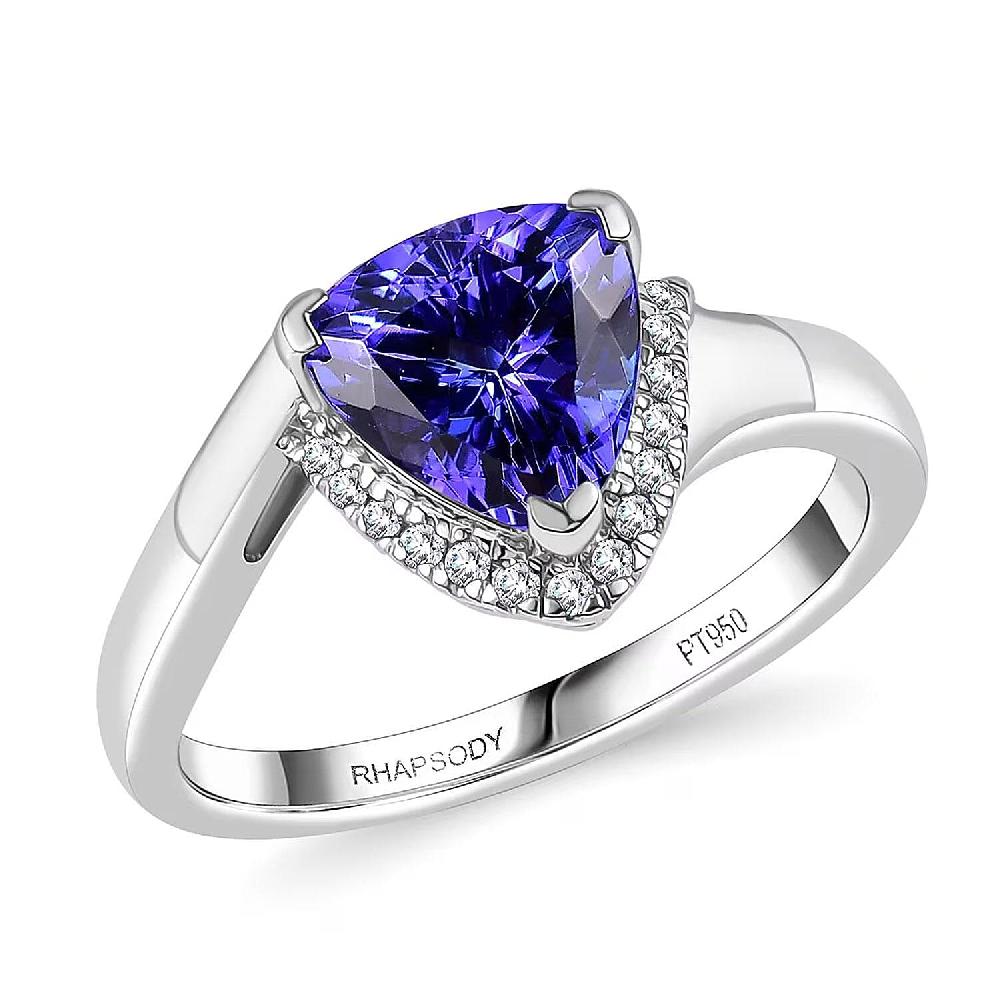 shop lc Certified & Appraised Rhapsody AAAA Tanzanite and E-F VS Diamond 2.75 ctw Ring in 950 Platinum 7.25 Grams (Del. in 10-15 Days)