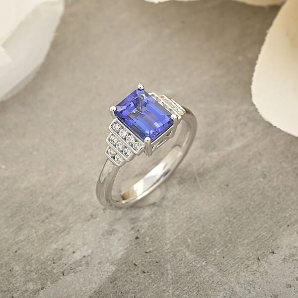 Shop Lc Certified & Appraised Rhapsody AAAA Tanzanite And E-F VS Diamond 2.00 Ctw Ring In 950 Platinum 6.50 Grams