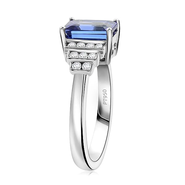 Shop Lc Certified & Appraised Rhapsody AAAA Tanzanite And E-F VS Diamond 2.00 Ctw Ring In 950 Platinum 6.50 Grams
