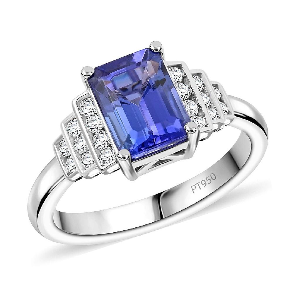 shop lc Certified & Appraised Rhapsody AAAA Tanzanite and E-F VS Diamond 2.00 ctw Ring in 950 Platinum 6.50 Grams