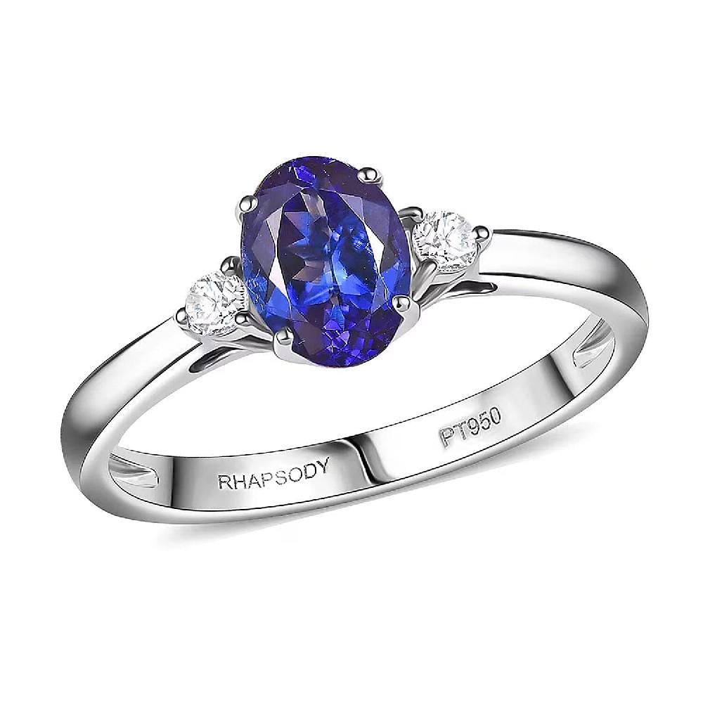 shop lc Certified & Appraised Rhapsody AAAA Tanzanite and E-F VS Diamond 1.67 ctw Ring in 950 Platinum 4.46 Grams (Del. in 10-15 Days)
