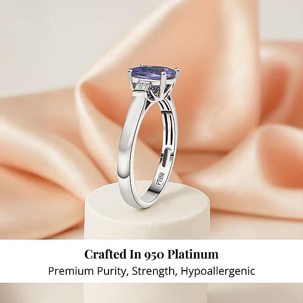 Shop Lc Certified & Appraised Rhapsody AAAA Tanzanite And E-F VS Diamond 1.55 Ctw Ring In 950 Platinum 4.87 Grams (Del. In 10-15 Days)