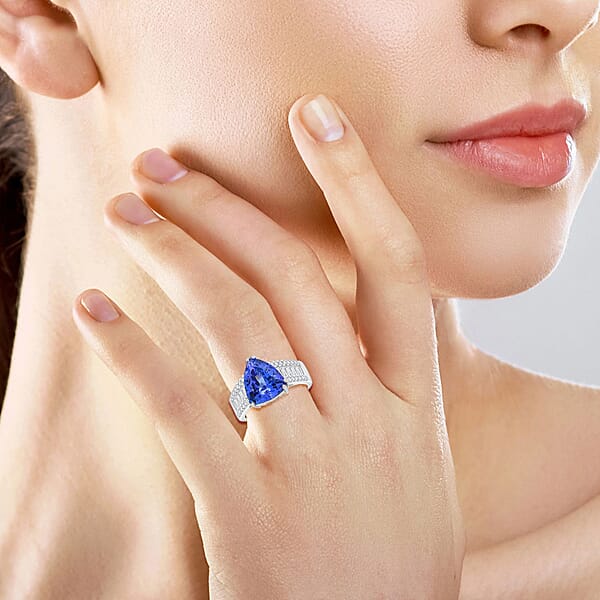 Shop Lc Certified & Appraised Rhapsody AAAA Tanzanite And E-F VS Diamond 5.30 Ctw Ring In 950 Platinum 8.05 Grams