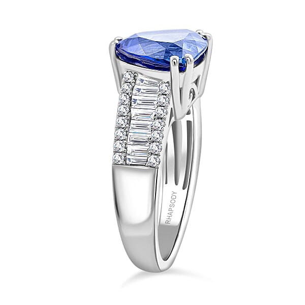 Shop Lc Certified & Appraised Rhapsody AAAA Tanzanite And E-F VS Diamond 5.30 Ctw Ring In 950 Platinum 8.05 Grams