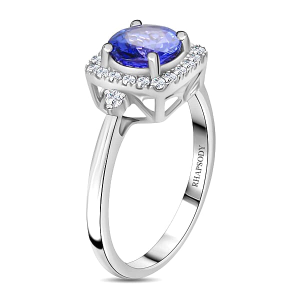 Shop Lc Certified & Appraised Rhapsody AAAA Tanzanite And E-F VS Diamond 1.80 Ctw Ring In 950 Platinum 5.70 Grams