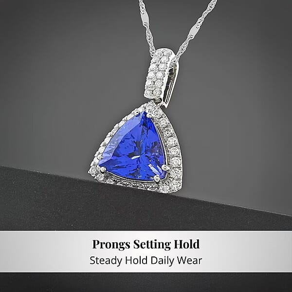 Shop Lc Certified & Appraised Rhapsody AAAA Tanzanite And E-F VS Diamond 4.05 Ctw Pendant Necklace In 950 Platinum 18 Inches 6.08 Grams