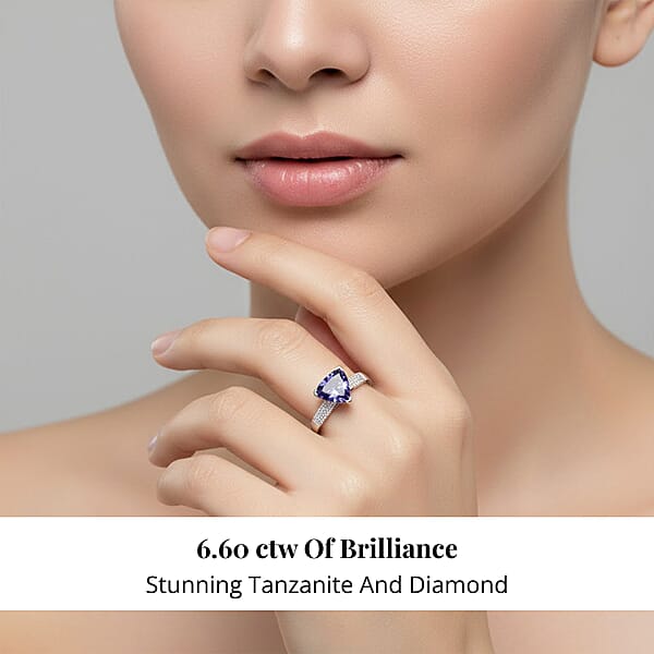 Shop Lc Certified & Appraised Rhapsody AAAA Tanzanite And E-F VS Diamond 4.16 Ctw Ring In 950 Platinum 6.60 Grams (Del. In 10-15 Days)