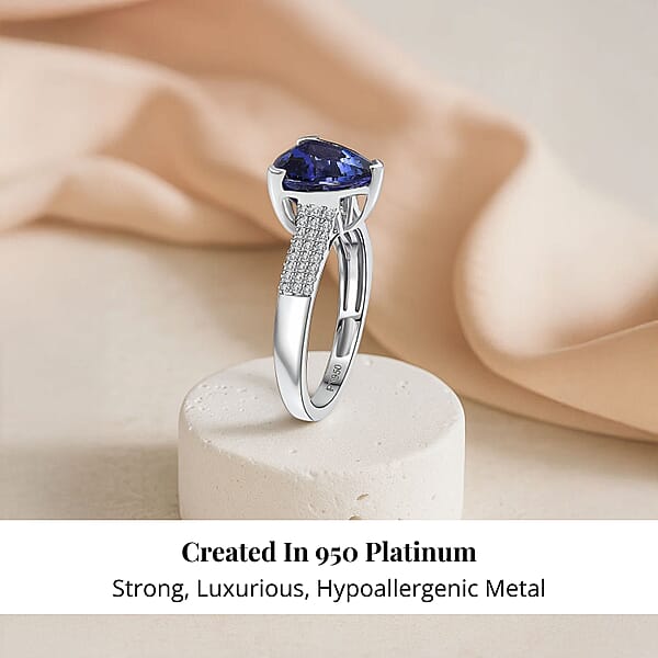 Shop Lc Certified & Appraised Rhapsody AAAA Tanzanite And E-F VS Diamond 4.16 Ctw Ring In 950 Platinum 6.60 Grams (Del. In 10-15 Days)