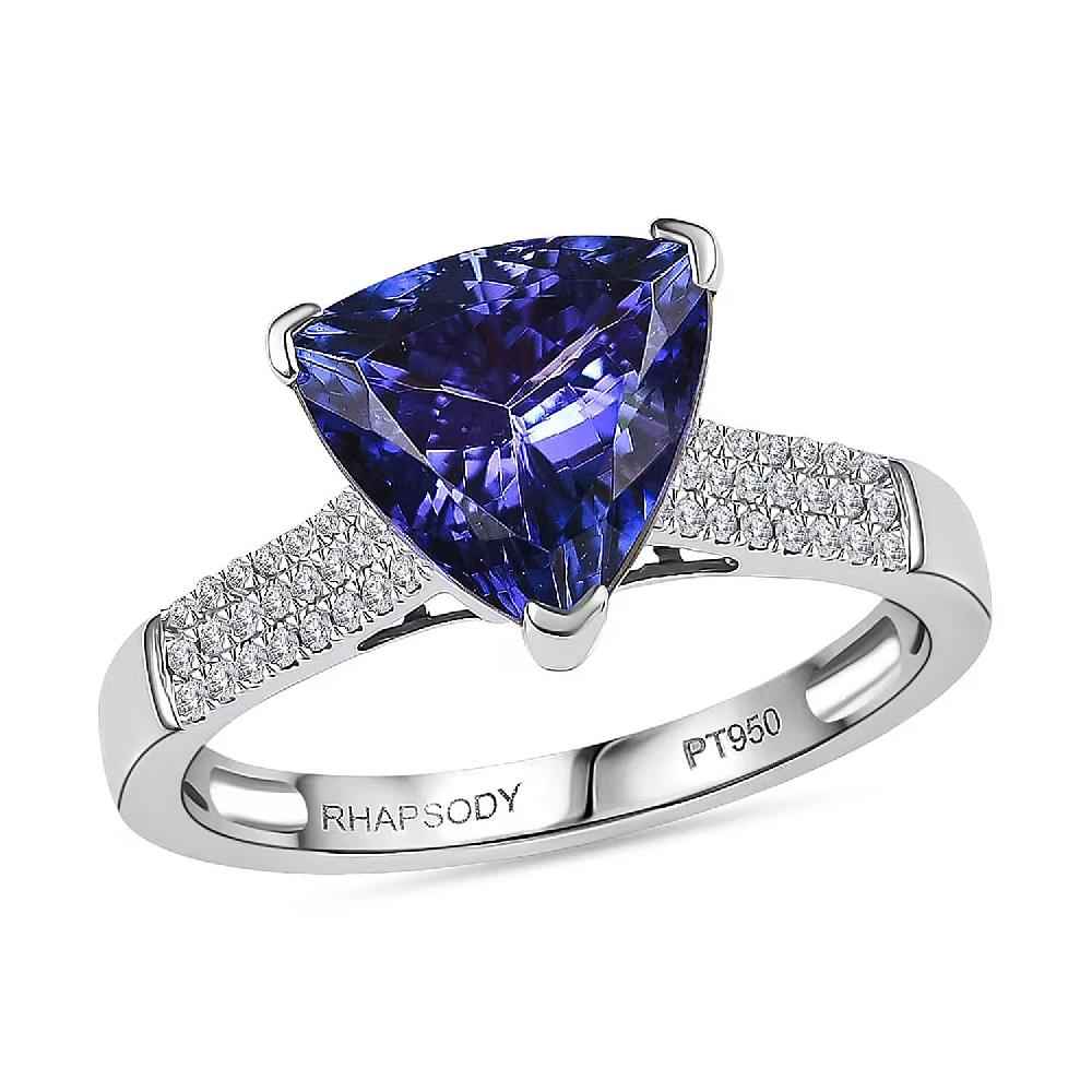 shop lc Certified & Appraised Rhapsody AAAA Tanzanite and E-F VS Diamond 4.16 ctw Ring in 950 Platinum 6.60 Grams (Del. in 10-15 Days)