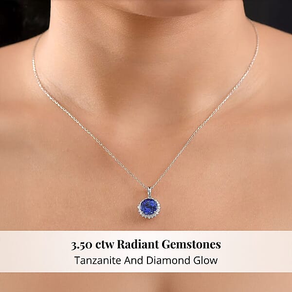 Shop Lc Certified & Appraised Rhapsody AAAA Tanzanite And E-F VS Diamond 3.50 Ctw Pendant Necklace In 950 Platinum 20 Inches