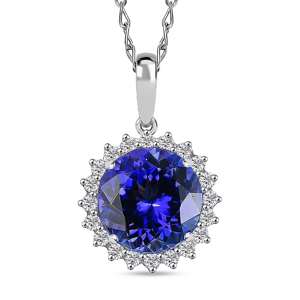 shop lc Certified & Appraised Rhapsody AAAA Tanzanite and E-F VS Diamond 3.50 ctw Pendant Necklace in 950 Platinum 20 Inches