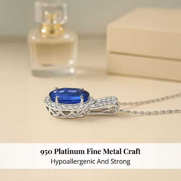 Shop Lc Certified & Appraised Rhapsody AAAA Tanzanite And E-F VS Diamond 3.92 Ctw Pendant Necklace In 950 Platinum 20 Inches