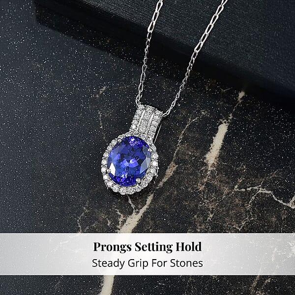 Shop Lc Certified & Appraised Rhapsody AAAA Tanzanite And E-F VS Diamond 3.92 Ctw Pendant Necklace In 950 Platinum 20 Inches