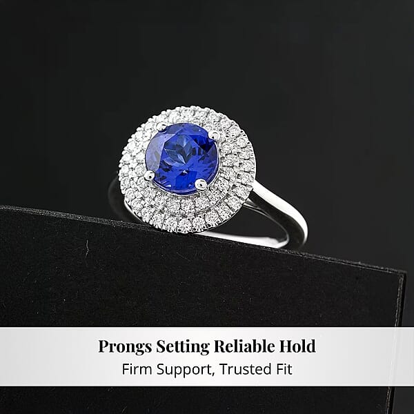 Shop Lc Certified & Appraised Rhapsody AAAA Tanzanite And E-F VS Diamond 1.55 Ctw Ring In 950 Platinum 7.10 Grams