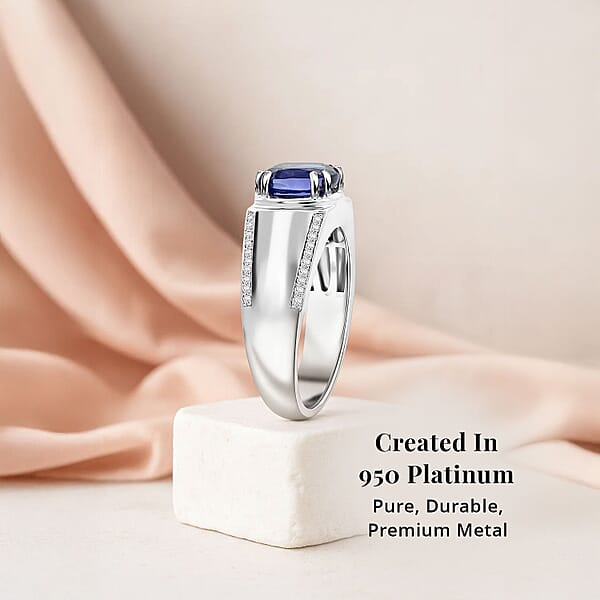 Shop Lc Certified & Appraised Rhapsody AAAA Tanzanite And E-F VS Diamond 3.25 Ctw Ring In 950 Platinum 11.90 Grams