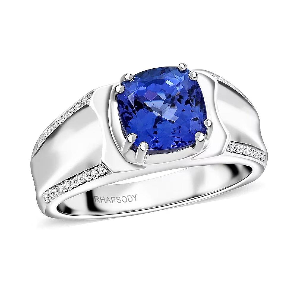 shop lc Certified & Appraised Rhapsody AAAA Tanzanite and E-F VS Diamond 3.25 ctw Ring in 950 Platinum 11.90 Grams