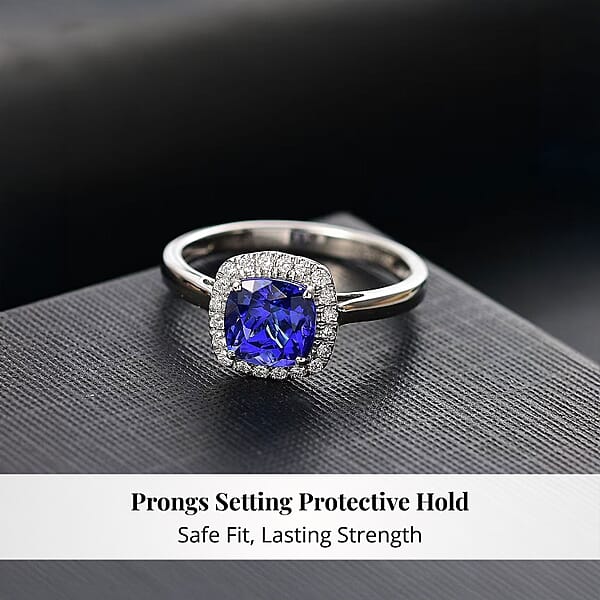 Shop Lc Certified & Appraised Rhapsody AAAA Tanzanite And E-F VS Diamond 3.21 Ctw Halo Ring In 950 Platinum 5.10 Grams
