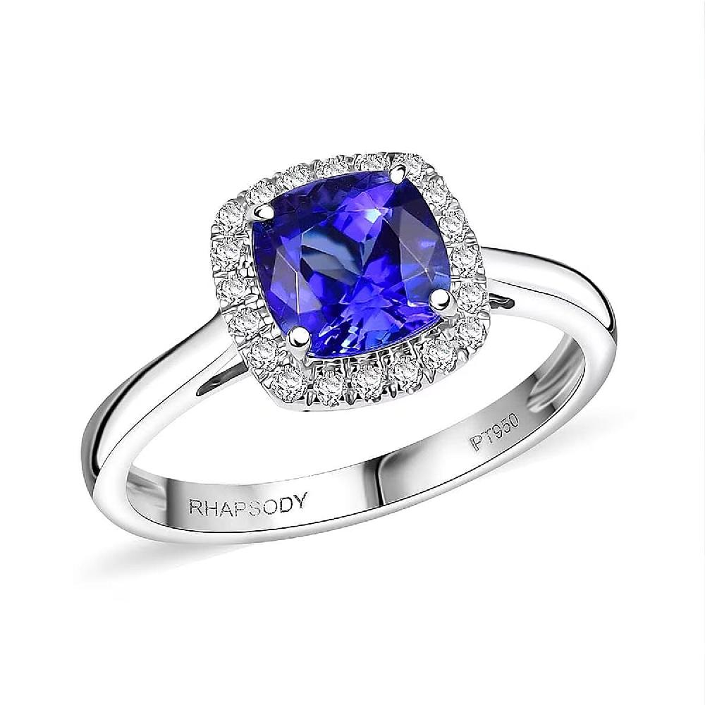 shop lc Certified & Appraised Rhapsody AAAA Tanzanite and E-F VS Diamond 3.21 ctw Halo Ring in 950 Platinum 5.10 Grams shop lc Certified & Appraised Rhapsody AAAA Tanzanite and E-F VS Diamond 3.21 ctw Halo Ring in 950 Platinum 5.10 Grams