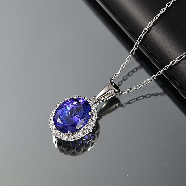 Shop Lc Certified & Appraised Rhapsody AAAA Tanzanite And E-F VS Diamond 3.33 Ctw Pendant Necklace In 950 Platinum 20 Inches (Del. In 10-15 Days)