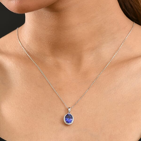 Shop Lc Certified & Appraised Rhapsody AAAA Tanzanite And E-F VS Diamond 3.33 Ctw Pendant Necklace In 950 Platinum 20 Inches (Del. In 10-15 Days)