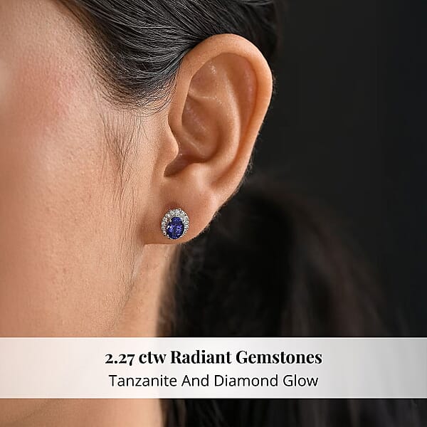 Shop Lc Certified & Appraised Rhapsody AAAA Tanzanite And E-F VS Diamond 2.27 Ctw Stud Earrings In 950 Platinum (Del. In 10-15 Days)