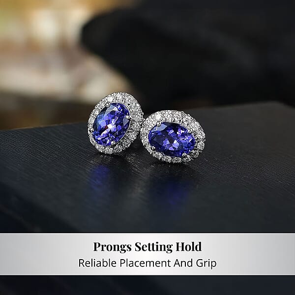 Shop Lc Certified & Appraised Rhapsody AAAA Tanzanite And E-F VS Diamond 2.27 Ctw Stud Earrings In 950 Platinum (Del. In 10-15 Days)