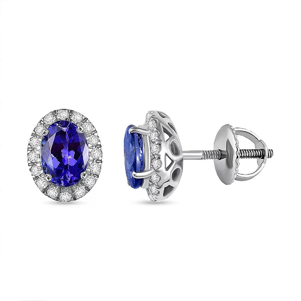 shop lc Certified & Appraised Rhapsody AAAA Tanzanite and E-F VS Diamond 2.27 ctw Stud Earrings in 950 Platinum (Del. in 10-15 Days)