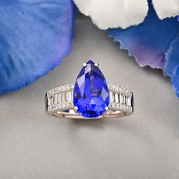 Shop Lc Certified & Appraised Rhapsody AAAA Tanzanite And E-F VS Diamond 5.25 Ctw Ring In 950 Platinum 7.70 Grams