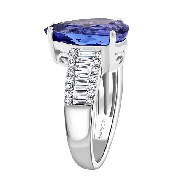 Shop Lc Certified & Appraised Rhapsody AAAA Tanzanite And E-F VS Diamond 5.25 Ctw Ring In 950 Platinum 7.70 Grams