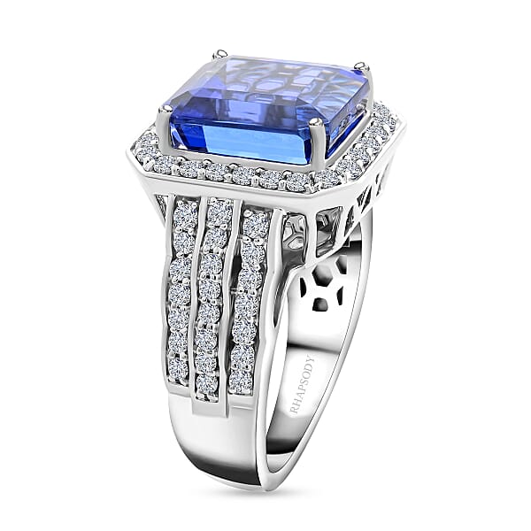 Shop Lc Certified & Appraised Rhapsody AAAA Tanzanite And E-F VS Diamond 8.75 Ctw Ring In 950 Platinum 13.50 Grams