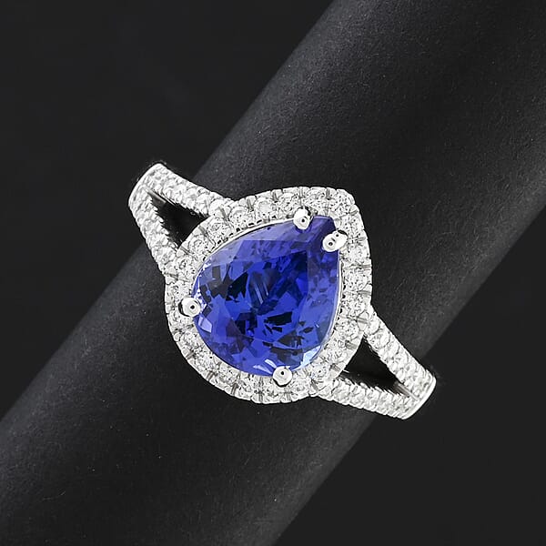 Shop Lc Certified & Appraised Rhapsody AAAA Tanzanite And E-F VS Diamond 3.10 Ctw Ring In 950 Platinum 7.84 Grams