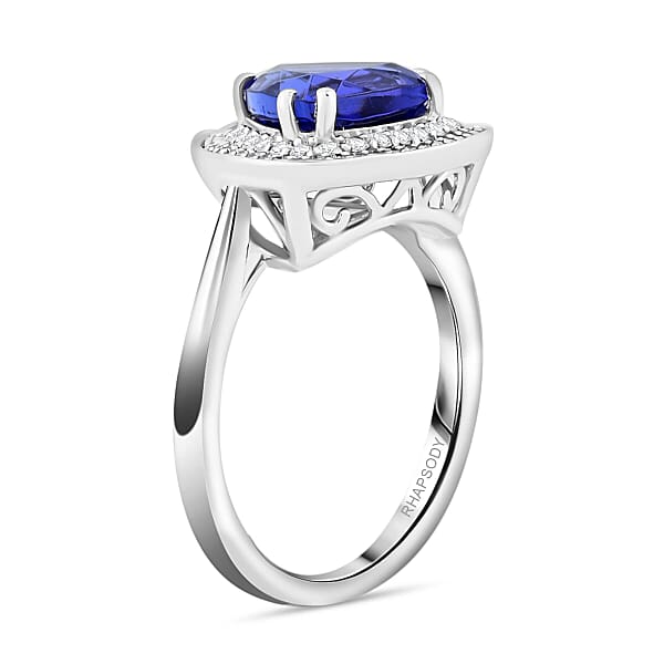 Shop Lc Certified & Appraised Rhapsody AAAA Tanzanite And E-F VS Diamond 3.50 Ctw Ring In 950 Platinum 6.80 Grams