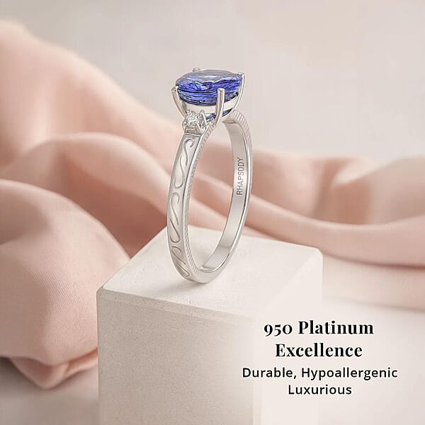 Shop Lc Certified & Appraised Rhapsody AAAA Tanzanite And E-F VS Diamond 2.50 Ctw Ring In 950 Platinum 7.30 Grams