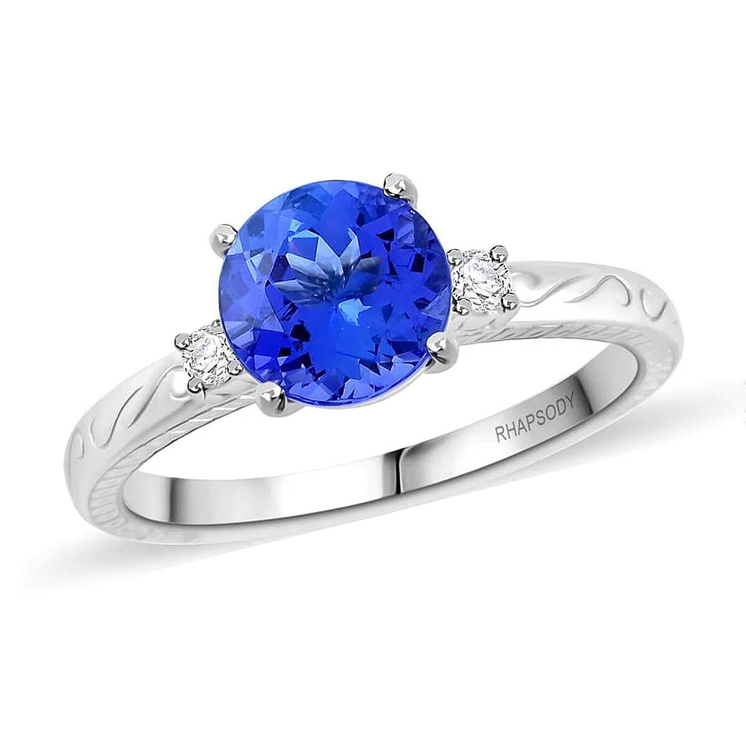 shop lc Certified & Appraised Rhapsody AAAA Tanzanite and E-F VS Diamond 2.50 ctw Ring in 950 Platinum 7.30 Grams