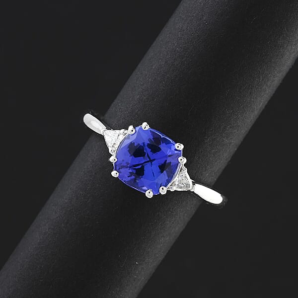 Shop Lc Certified & Appraised Rhapsody AAAA Tanzanite And E-F VS Diamond 2.60 Ctw Ring In 950 Platinum 5.60 Grams